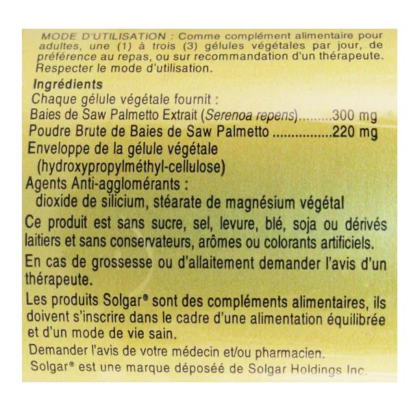 Solgar Saw Palmetto 100 comprimidos vegetales 