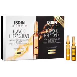 Isdin Isdinceutics Ampollas Antioxidantes Flavo-C Noche 10 Uds + Ultraglican 10 uds
