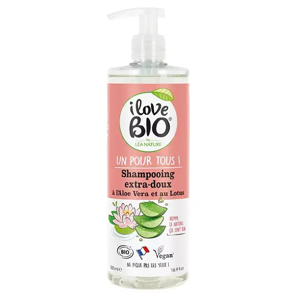I Love Bio Cheveux Shampooing Aloe Vera et Lotus Bio 500ml
