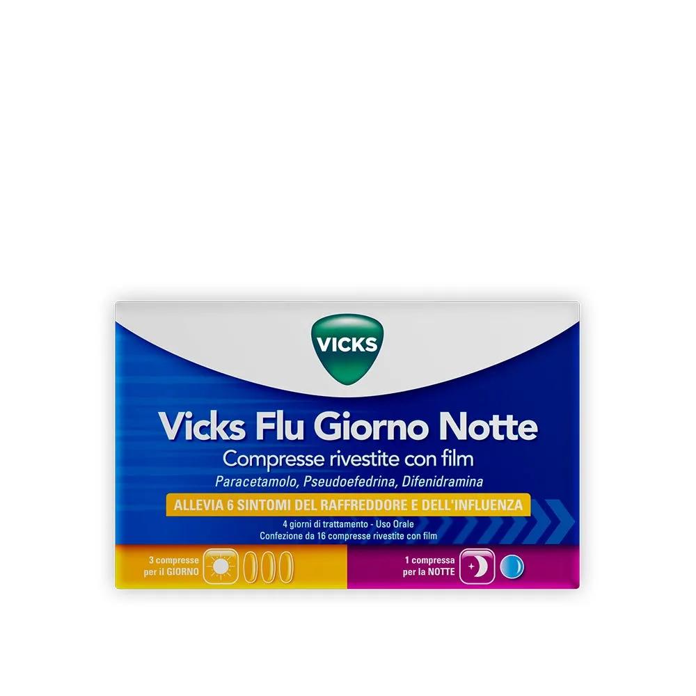 Vicks Flu Giorno e Notte 12 Compresse Giorno + 4 Compresse Notte