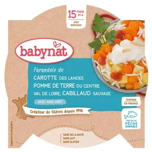 Babybio Menu du Jour Assiette Carote Patate Merluzzo Selvatico dai 15 mesi 260g
