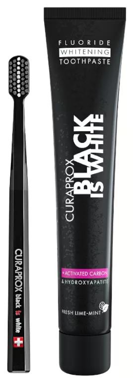 Curaprox Zahnbürste + Zahnpasta Black is White 90 ml