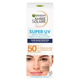 Garnier Ambre Solaire Super UV Fluide Visage Protecteur Anti-Taches Anti-Pollution SPF50+ 40ml