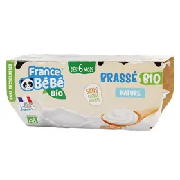 France Bébé Nutrition Brassés Yaourt Nature Bio 4 x 100g