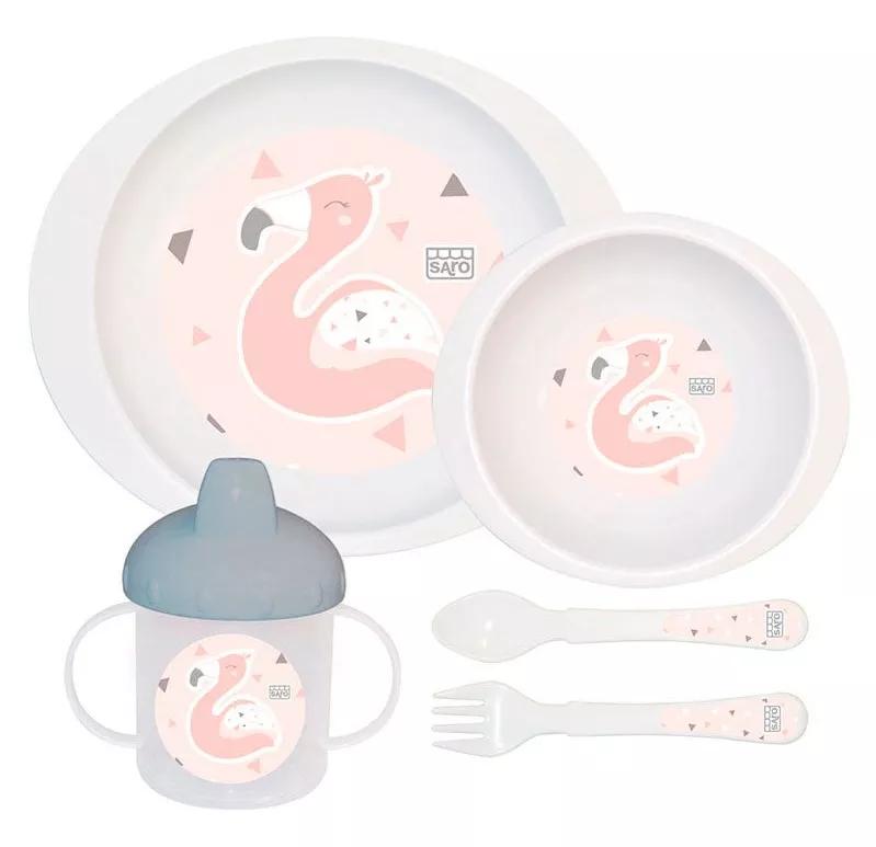 Saro Pocket Servies 5 Stuks Patchwork Roze
