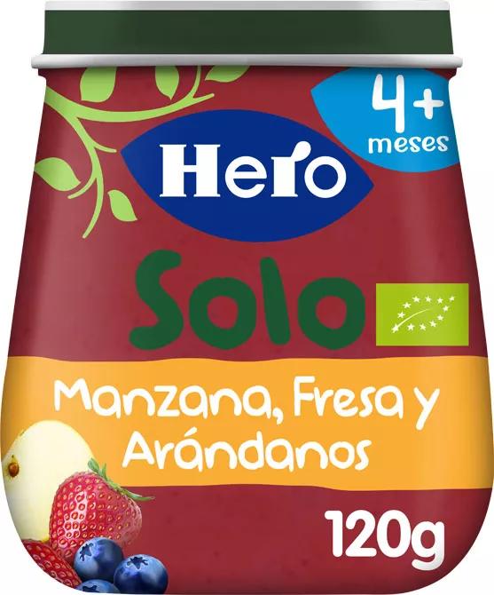 Hero Solo Tarrito de Manzana, Fresa y Arándanos +4m 120 gr