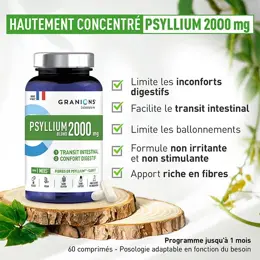 Granions Psyllium blond 2000mg Confort digestif 60 Gélules