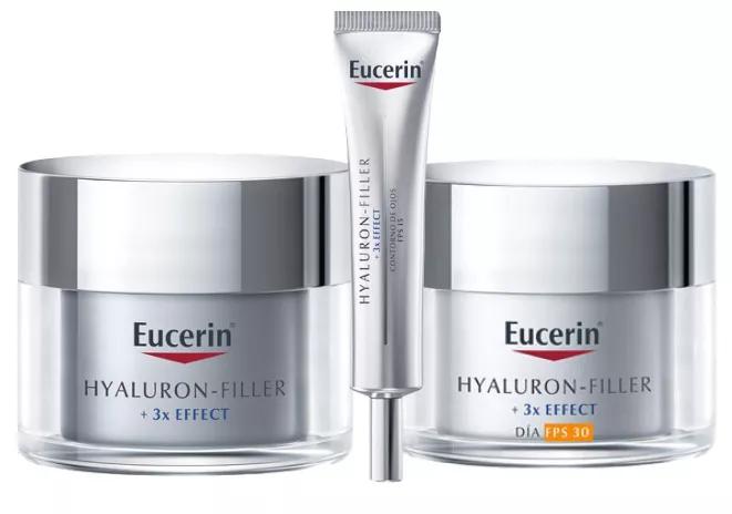 Eucerin Hyaluron-Filler Crème de Jour 50 ml + Crème de Nuit 50 ml + Contour des Yeux 15 ml