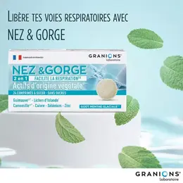 Granions Nez&Gorge Confort Respiratoire Goût Menthe 24 comprimés à sucer