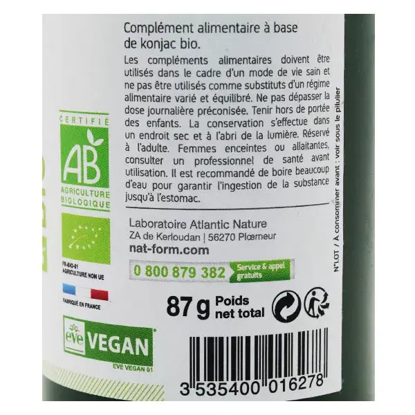 Nat & Form Organic Konjac 200 vegetarian capsules