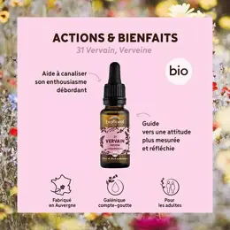 Biofloral Fleur De Bach 31 Vervain Verveine Compte Gouttes Bio Demeter 20 ml