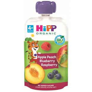 HiPP Pouches of Peach, Apple and Forest Fruits +4m BIO 100 gr