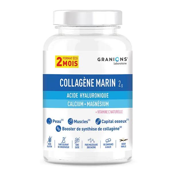 Granions Collagène Marin – Collagène Comprimés Acide Hyaluronique Format 2 Mois