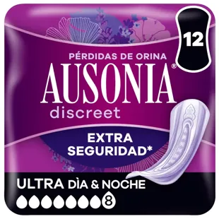 Absorventes Ausonia Discreet Ultra Dia e Noite 12 unidades