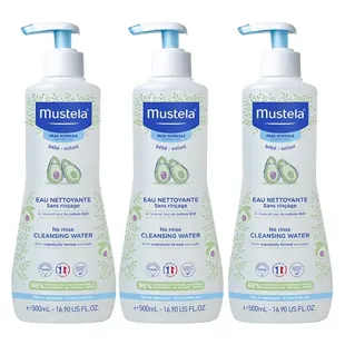 Mustela Bain & Toilette Acqua Detergente Senza Risciacquo Lotto di 3 x 500ml