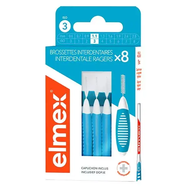 Elmex - Brossettes interdentaires Taille 3 - 1,1mm - Pack de 8 brossettes