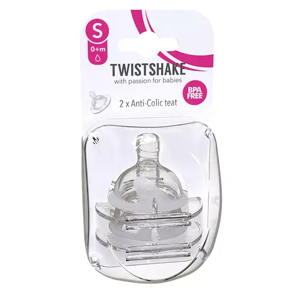 Twistshake Tétine Anti-Colique Débit S 0m+ Lot de 2