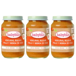 Babybio My First Pieces Jar Vegetables Bulgur Chicken and Coconut Drink +8m 3x200 gr