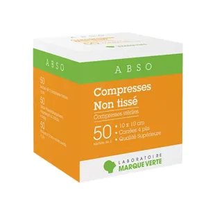 Marque Verte Garze Sterili non in Tessuto 10cm x 10cm 50 x 2 garze
