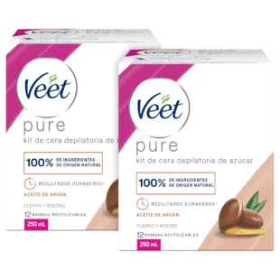 Veet Natural Inspirations Warm Haarentfernungswachs im Glas, 2 x 250 ml