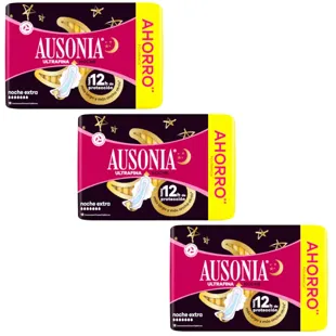 Ausonia Compressa Extras Menstrual Noturna Ultrafina com Asas 3x18 unidades