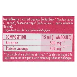 Superdiet Bardane Pensée Sauvage Bio 20 ampoules