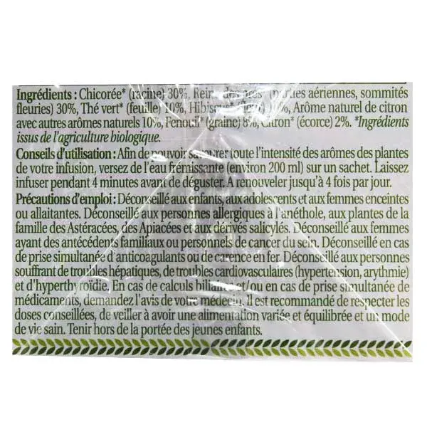 Herbesan Bio Infusion Détox Saveur Citron n°16 20 sachets