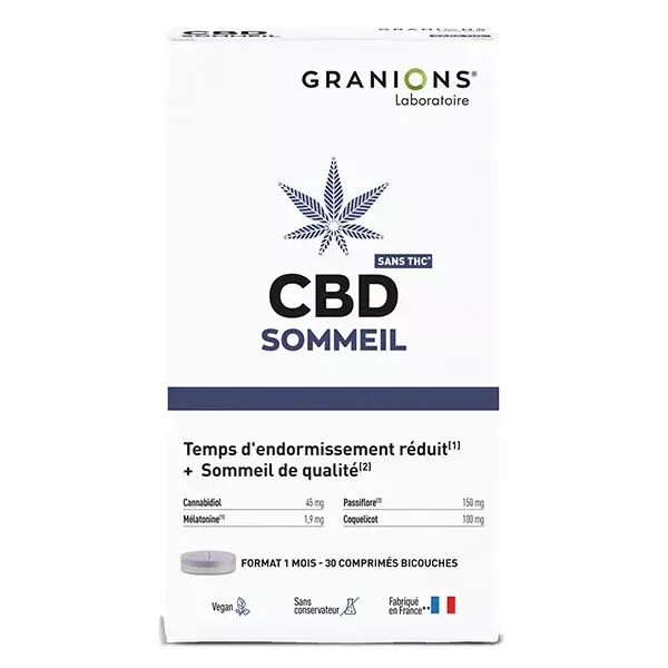 Granions  CBD Sonno - Cannabidiol + Melatonina - Senza THC - 30 Compresse