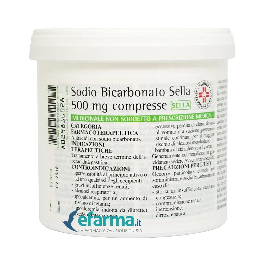 Sodio Bicarbonato Sella  500 mg 1000 Compresse