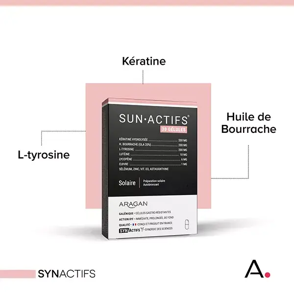 Aragan - Synactifs - Sunactifs® - Autobronzant - Kératine, Sélénium - 30 gélules