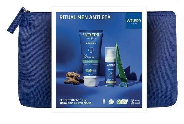 Weleda Cofanetto Ritual Men Anti Età Gel Detergente + Siero Multiazione + Pochette in Regalo