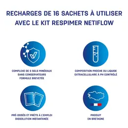 Respimer Netiflow Recharge pour Irrigation NasaleEau de mer Nez Sinus 16 Sachets