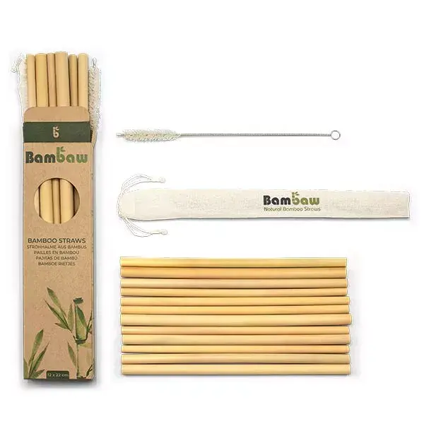 Bambaw Pajitas de Bambú 22cm - 12 unidades