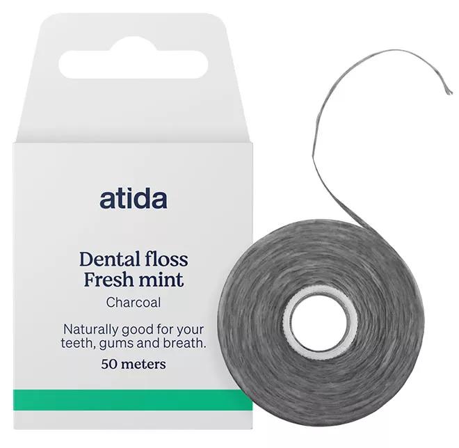 Atida Mint Fil Dentaire au Charbon Actif 50 mètres