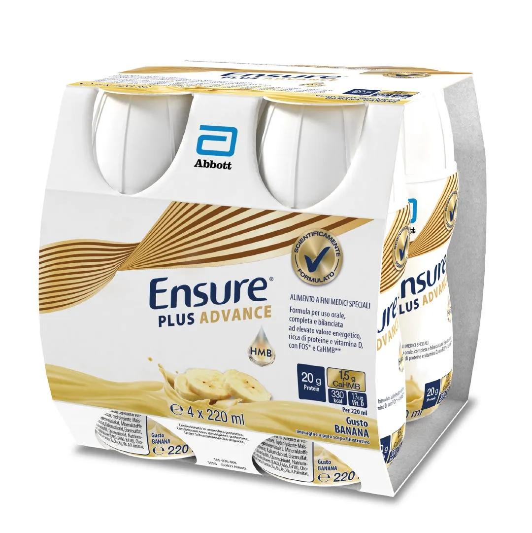 Ensure Plus Advance Alimento a Fini Medici Speciali Ipercalorico e Iperproteico Banana 4x220ml