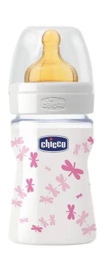 Chicco Biberon Well Being Vetro Caucciu Girl  150 ml