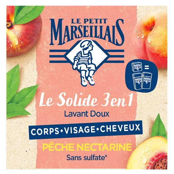 Le Petit Marseillais Savon Solide 3 en 1 Lavant Doux Pêche Nectarine 80g
