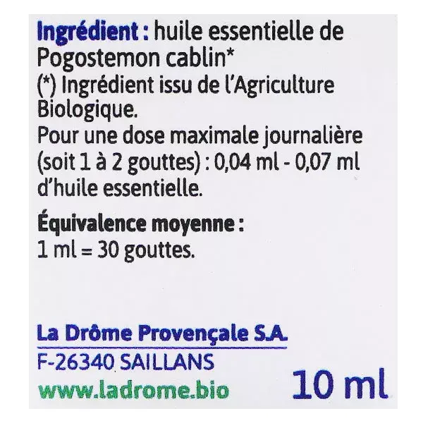 Ladrome oil essential organic Patchouli 10ml