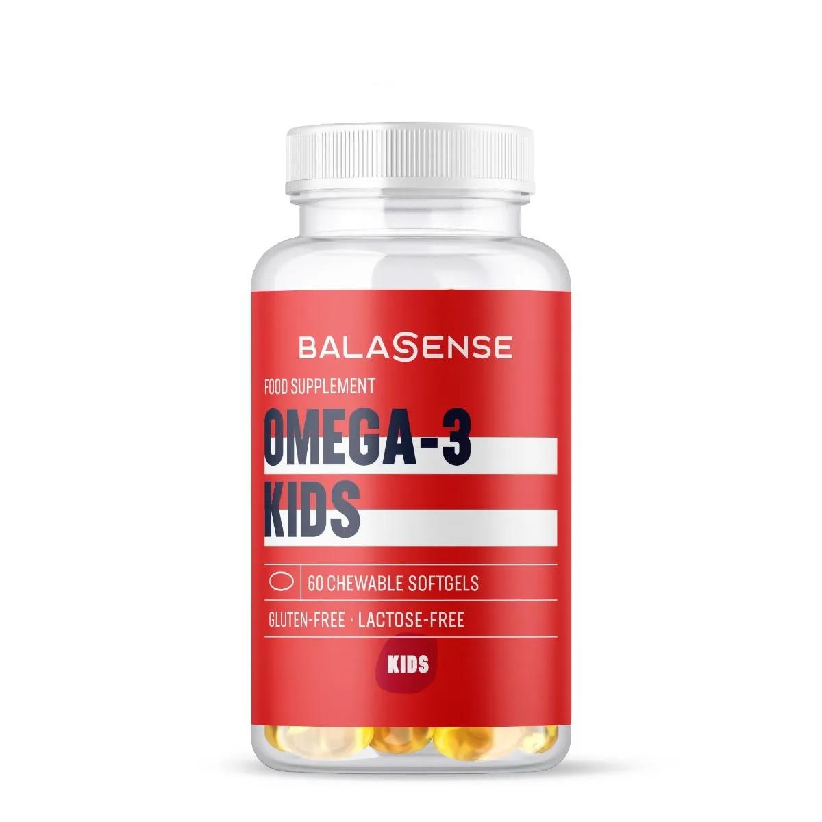 Balasense Omega-3 Kids e Vitamina D + E Integratore per Bambini 60 Capsule