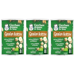 Gerber Organic Puff Cereal with Banana +8m 3x35 gr