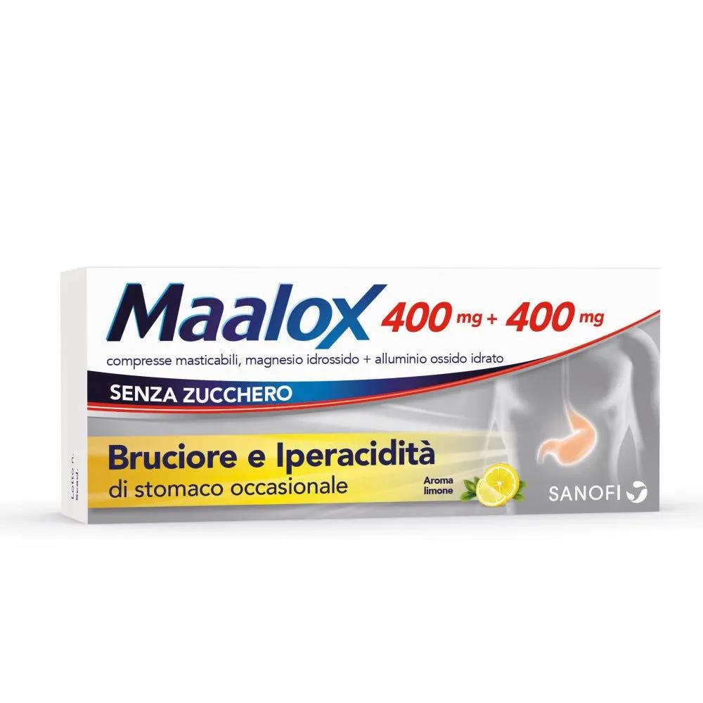 Maalox Senza Zucchero 400mg + 400mg Antiacido Aroma Limone 30 Compresse Masticabili