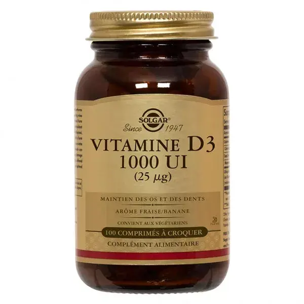 Solgar Vitamina D3 1000 UI Integratore Alimentare 100 compresse da masticare