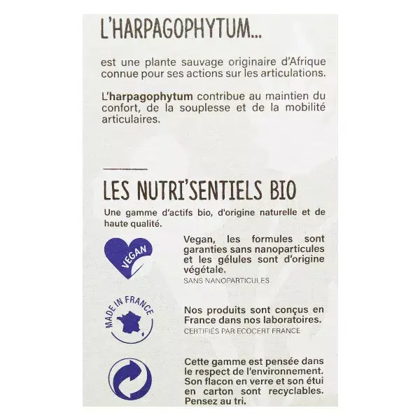 Nutrisanté Les Nutri'Sentiels Bio Harpagophytum 30 gélules