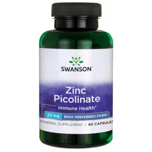 Swanson Zinc Picolinate (22mg Zinc) 60 Capsules