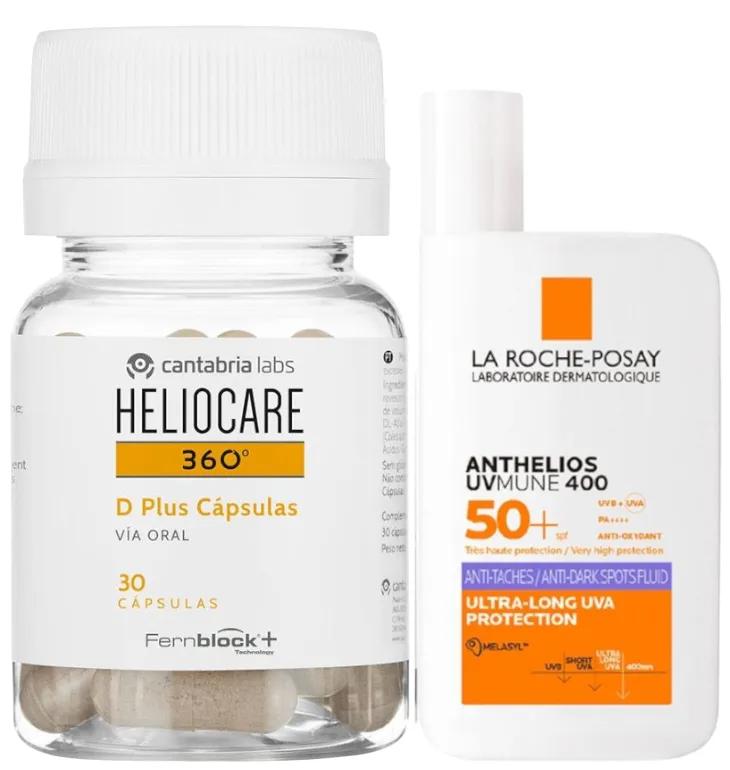 Heliocare 360 D Plus 30 Kapseln + La Roche Posay Anti-Flecken SPF50+ 50 ml
