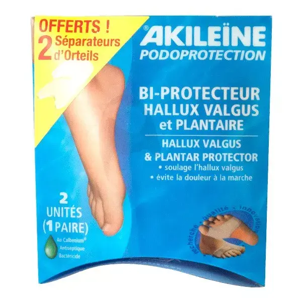 Akileine Bi-Protecteur Hallux Valgus et Plantaire Taille S boîte de 2