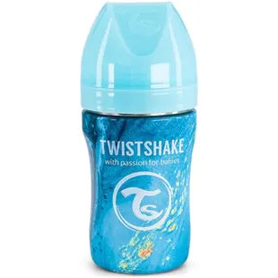 Twistshake Biberón Anticólico Acero Marble Blue 260 ml