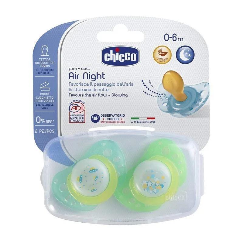 Chicco Physio Air Succhietto Luminoso Caucciu 0-6 Mesi 2 Pezzi