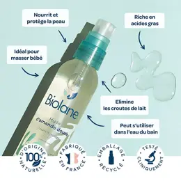 Biolane - Huile d'Amande Douce - Bébé - Hydrate & protège  - 75ml