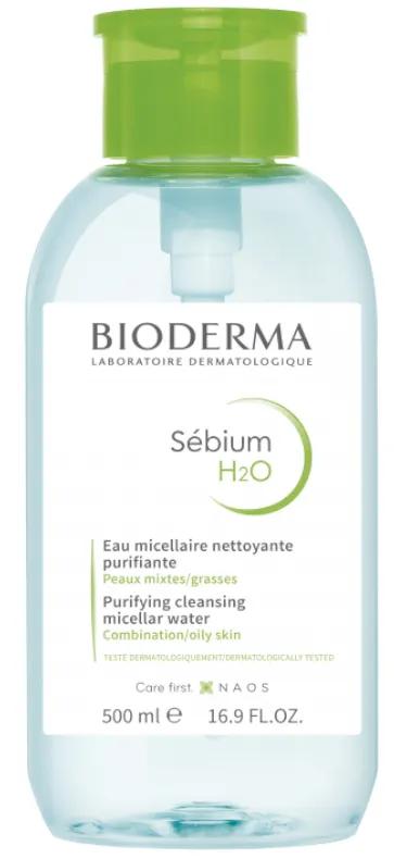 Bioderma Sebium H2O Micellar Solution Mixed Piles and Fats 500ml Dispensing Cap